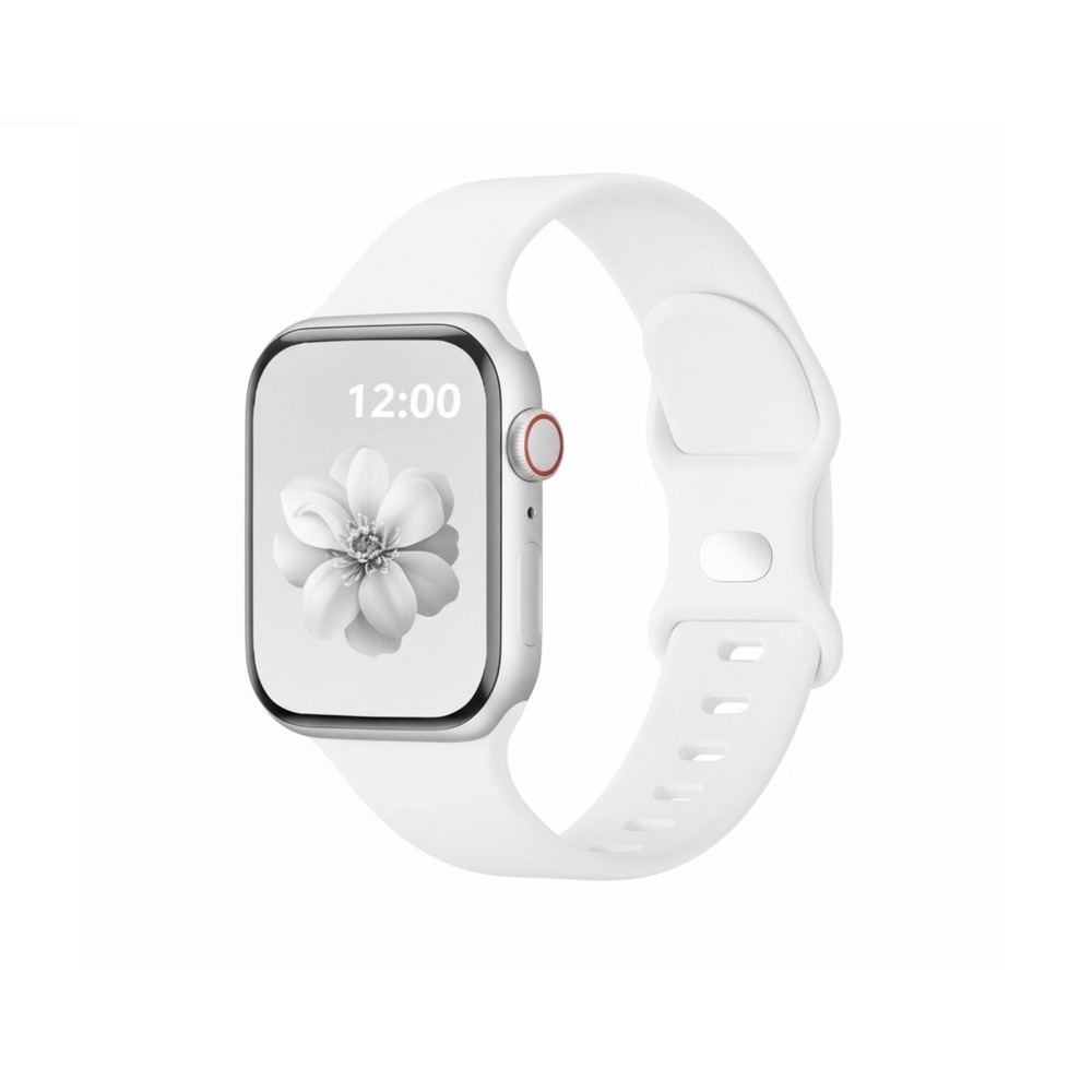 Apple iWatch Compatible Series 9-1 Sporty White Silicone Watch Band 38/40/41mm